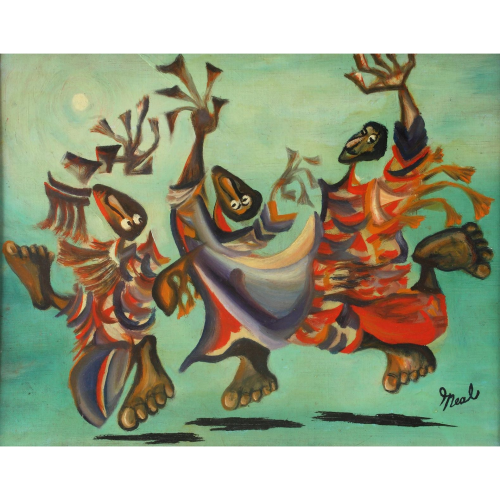 Jerome T. Neal (American artist, active ca. 20th century), A Dance Affair Until, 20th century.Oil on canvas board, 16 3/4 × 20 3/4 in.Courtesy of the South Side Community Art Center Archives.